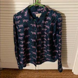 JCrew Collection Silk button up shirt 8